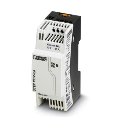 Phoenix Contact Switching Power Supply; STEP-PS/ 1AC/12DC/1.5; 12VDC OUT; 1.5A; 85-264VAC / 95-250VDC IN; Single Phase; DIN Rail Mount; Plastic